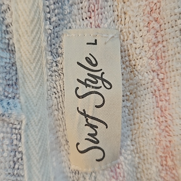 Surf Style | Women's Terry Stripes Raw Edges Gulf Shores Alabama Hoodie Sz L - Picture 10 of 11